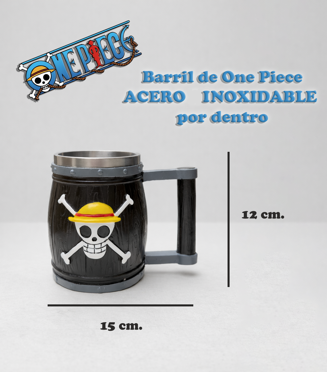Chop Barril de One Piece con Acero Inoxidable | Tazas y Chops de One Piece
