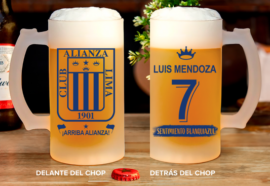 Chop Camiseta Alianza Lima Personalizado - Chop Cervecero Pavonado de Alianza Lima- Chops Cerveceros de Fútbol