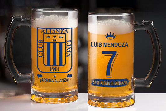 Chop Camiseta Alianza Lima Personalizado - Chop Cervecero Transparente de Alianza Lima- Chops Cerveceros de Fútbol