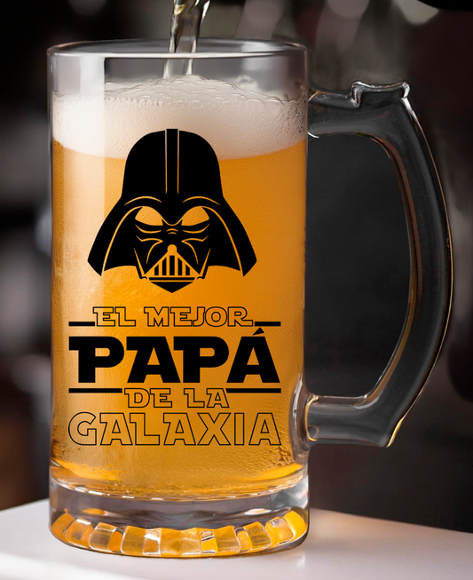 Chop Cervecero Transparente El Mejor Papá de la Galaxia - Chop Cervecero Día del Padre - Chops para Papá