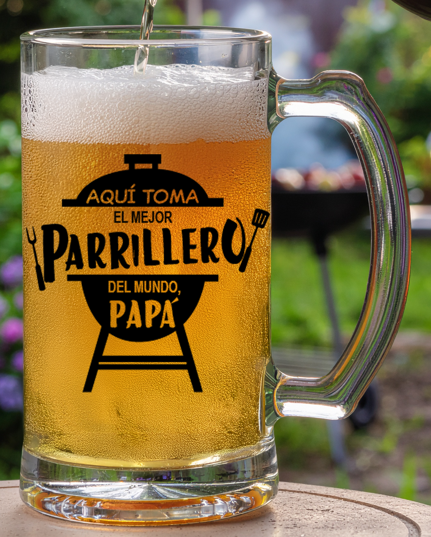 Chop Cervecero Transparente El Mejor Parrillero del Mundo - Chop Cervecero Día del Padre - Chops para Papá