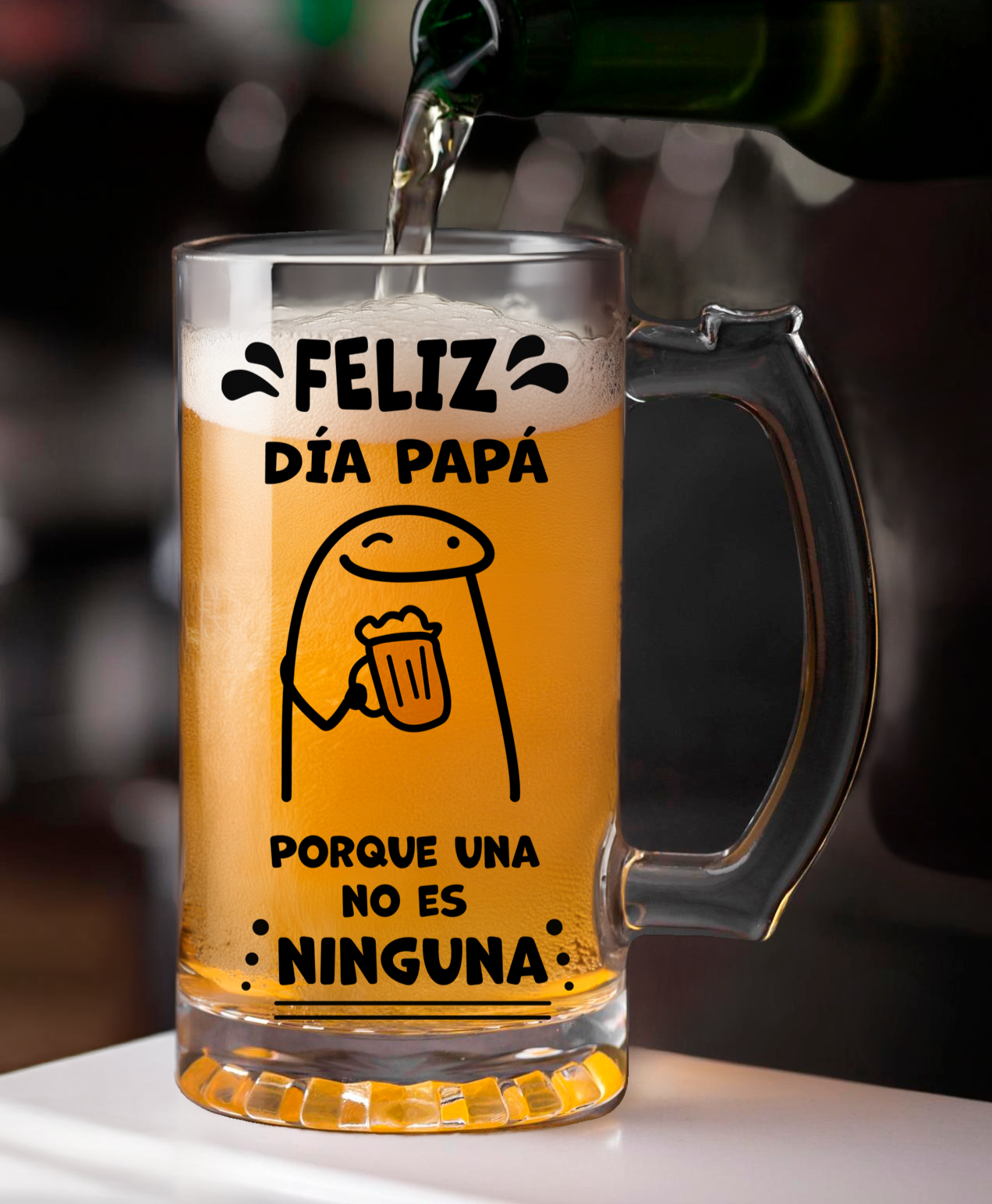 Chop Cervecero Transparente Feliz día Papá- Chop Cervecero Día del Padre - Chops para Papá