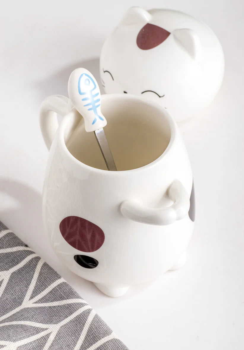 Taza Gatito Kawaii con Tapa y Cuchara - Taza Gatos