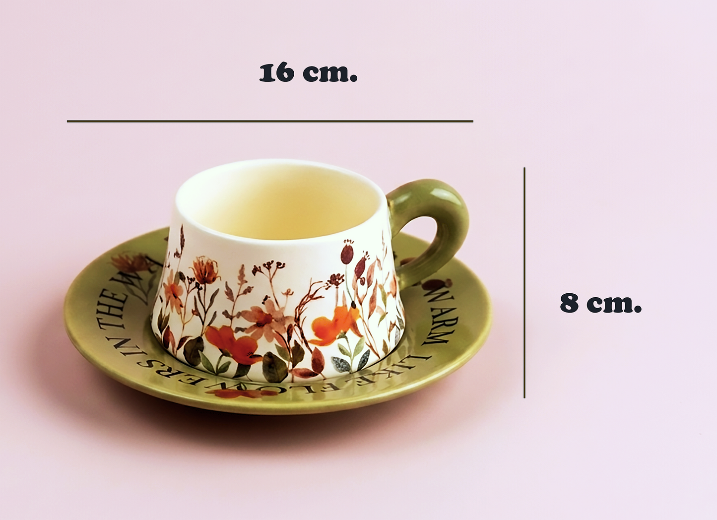 Taza de Flores con Plato de Colores