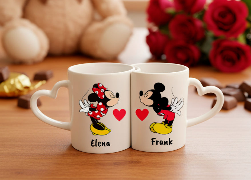 Set de Tazas Mickey y Minnie Personalizados - Tazas San Valentín