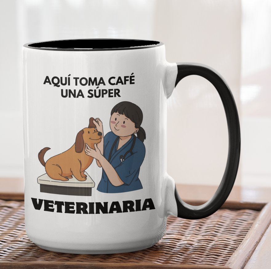 Taza Aquí Toma Café una Súper Veterinaria - Taza para Veterinario