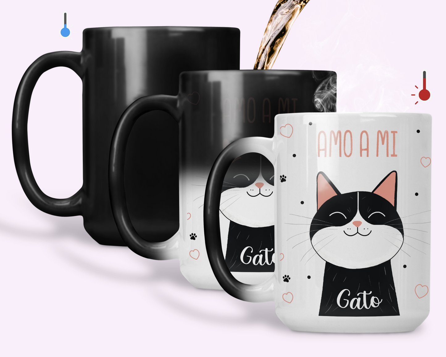 Taza Amo a mi Gato_ Taza Mágica 15 oz _ Taza Gatos