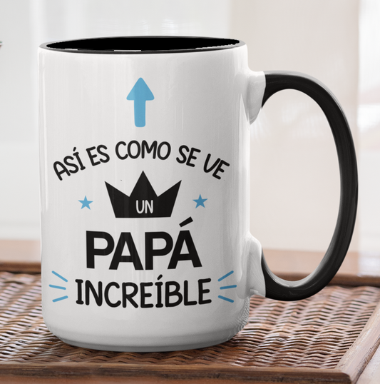 Taza Así es como se ve un papá increíble - Taza Blanca y Negra 15 oz -Tazas Día del Padre - Tazas para Papá