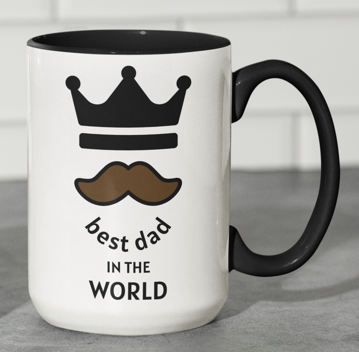 Taza Best Dad in the World- Taza Blanca y Negra 15 oz -Tazas Día del Padre - Tazas para Papá