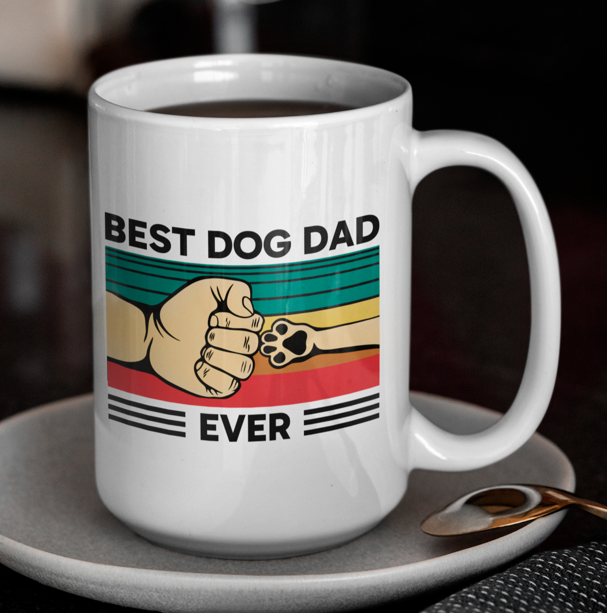 Taza Best Dog Dad Ever - Taza Blanca de 15 oz . Tazas de Perros