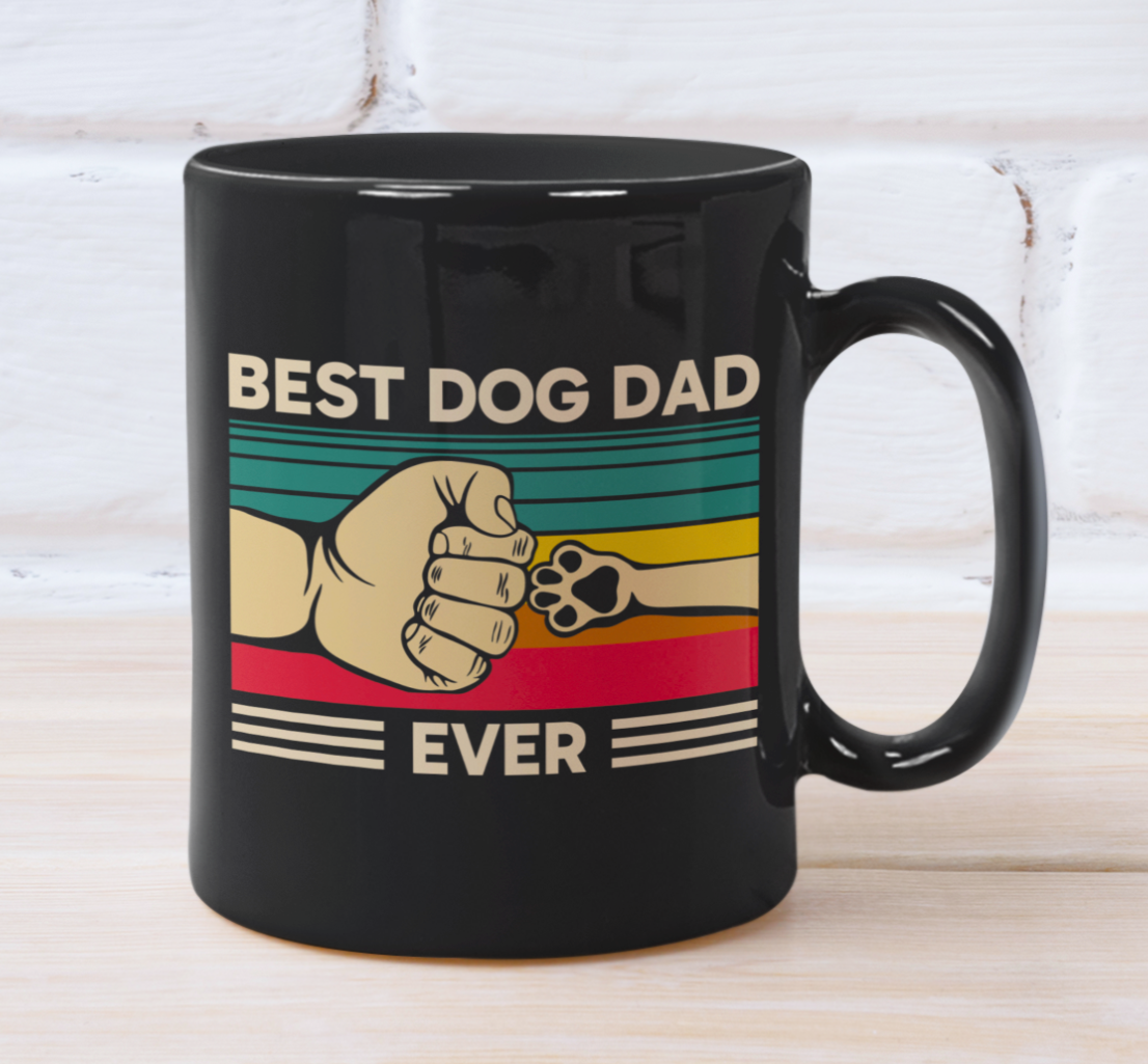 Taza Best Dog Dad Ever - Taza Negra de 11 oz-Tazas de Perros