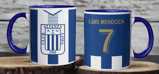 Taza Camiseta Alianza Lima Personalizada - Taza Blanca y Negra 11 oz - Taza de Fútbol - Tazas Alianza Lima