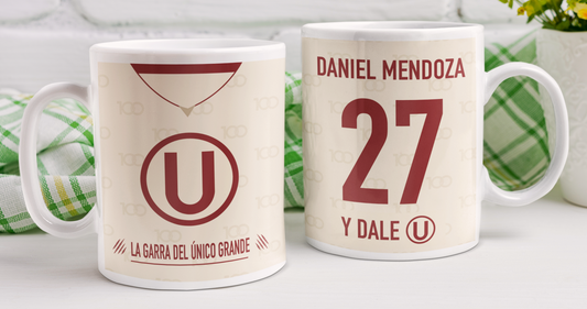 Taza Camiseta de la U con tu nombre - Taza Blanca  11 oz - Taza de Fútbol - Tazas Día del Padre - Tazas para Papá
