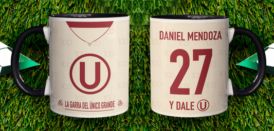 Taza Camiseta de la U con tu nombre - Taza Blanca y Negra 11 oz - Taza de Fútbol - Tazas Día del Padre - Tazas para Papá