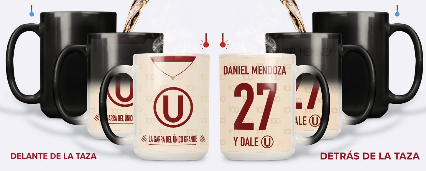 Taza Camiseta de la U con tu nombre - Taza Mágica 15 oz - Taza de Fútbol - Tazas Día del Padre - Tazas para Papá