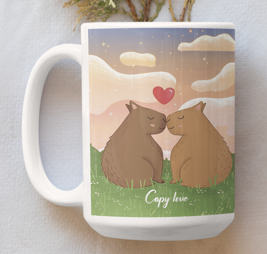 Taza Capy Love - Capibara para Enamorados - Taza San Valentín para Parejas