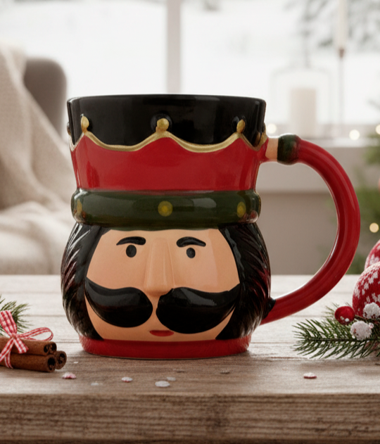 Taza Cascanueces Negro y Rojo en 3D - Tazas Navideñas