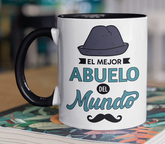 Taza El Mejor Abuelo del Mundo - Taza Blanca y Negra 11 oz -Tazas Día del Padre - Tazas para Papá