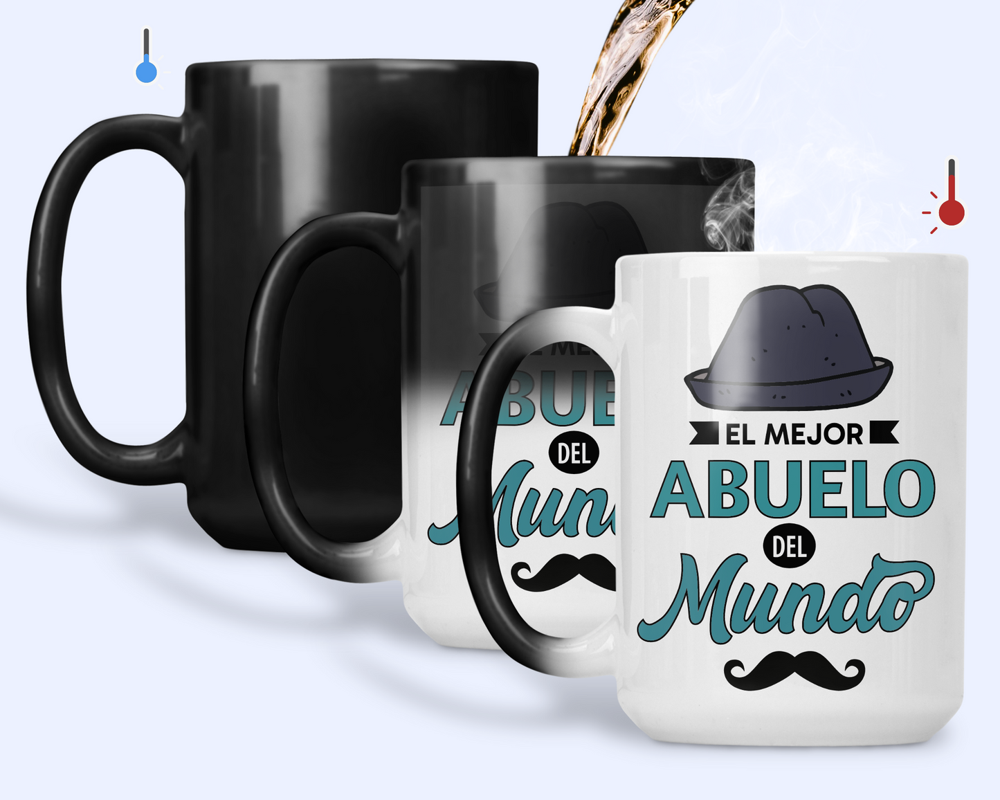 Taza El Mejor Abuelo del Mundo - Taza Mágica 15 oz -Tazas Día del Padre - Tazas para Papá