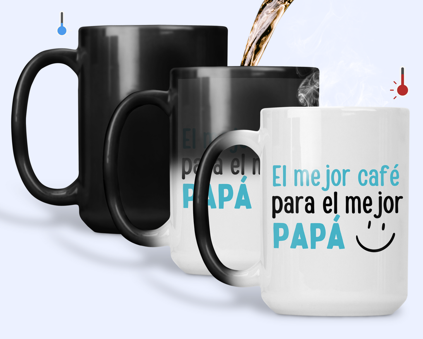 Taza El Mejor Café para el Mejor Papá - Taza Mágica 15 oz -Tazas Día del Padre - Tazas para Papá
