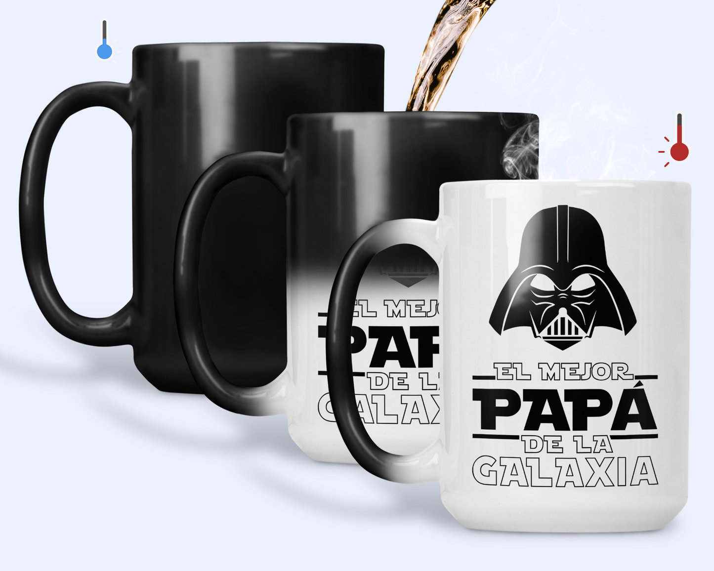 Taza El Mejor Papá de la Galaxia - Taza Mágica 15 oz - Tazas Día del Padre - Tazas para Papá