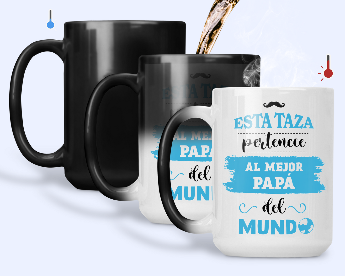 Taza Esta Taza Pertenece al Mejor Papá del Mundo - Taza Mágica 15 oz -Tazas Día del Padre - Tazas para Papá
