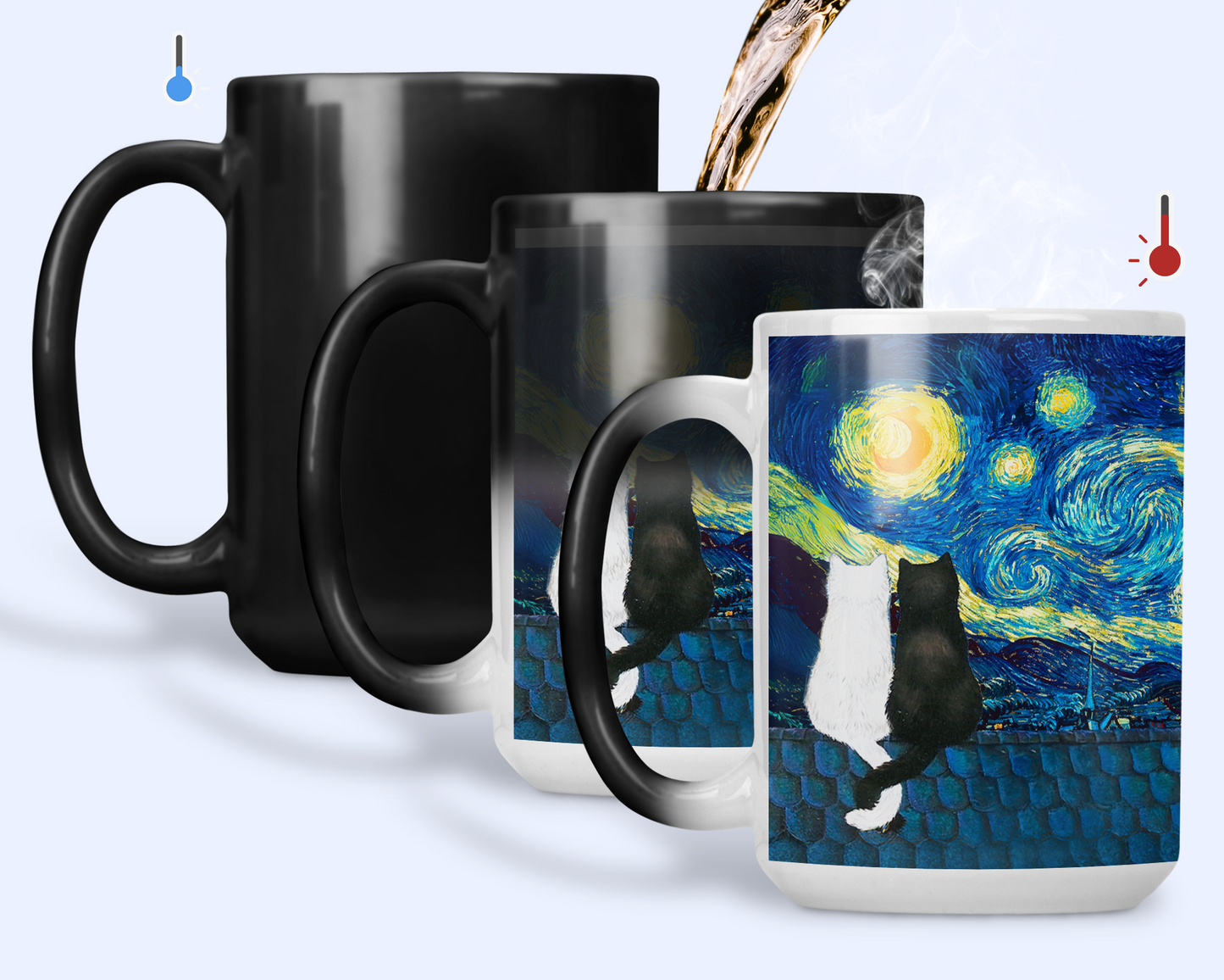 Gatitos Enamorados en La Noche Estrellada