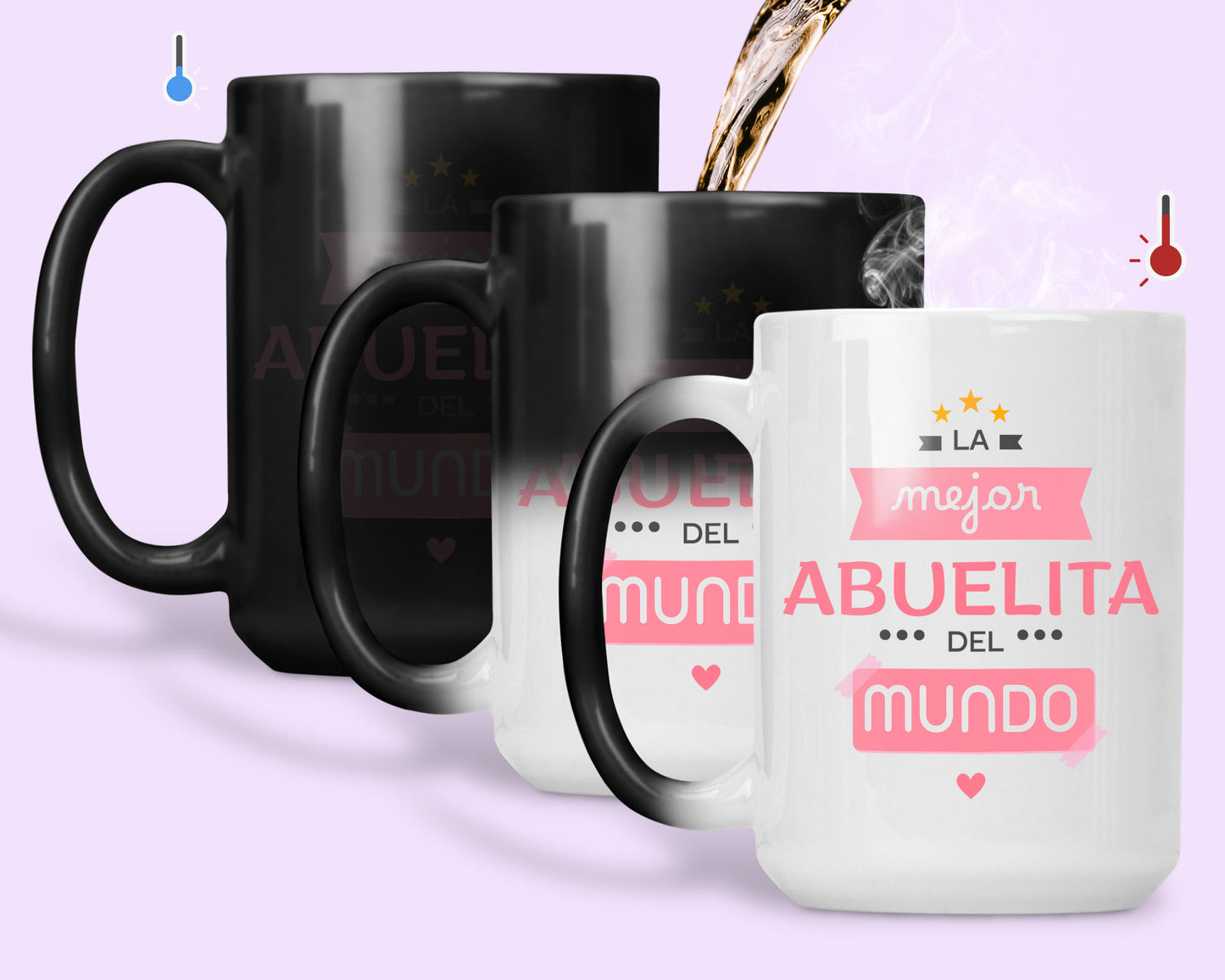 Taza La Mejor Abuelita del Mundo - Taza Mágica 15 oz - Taza Día de la Madre - Taza para Mamá