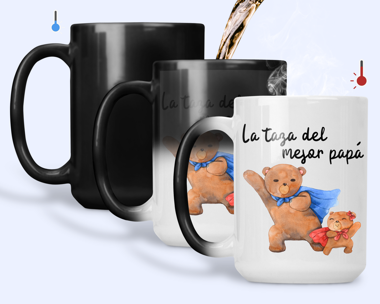 Taza La Taza del Mejor Papá - Taza Mágica 15 oz - Tazas Día del Padre - Tazas para Papá