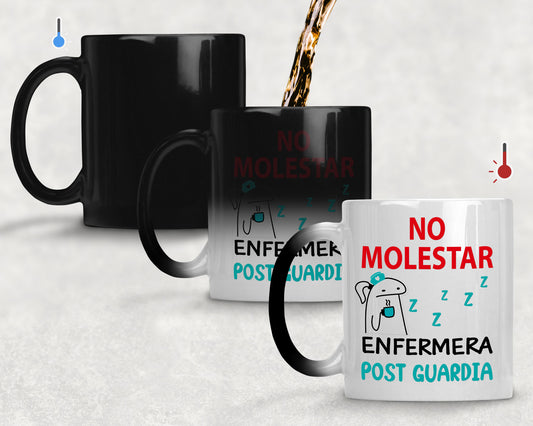 Taza No Molestar. Enfermera Post Guardia - Taza Mágica 11 oz - Taza Enfermera