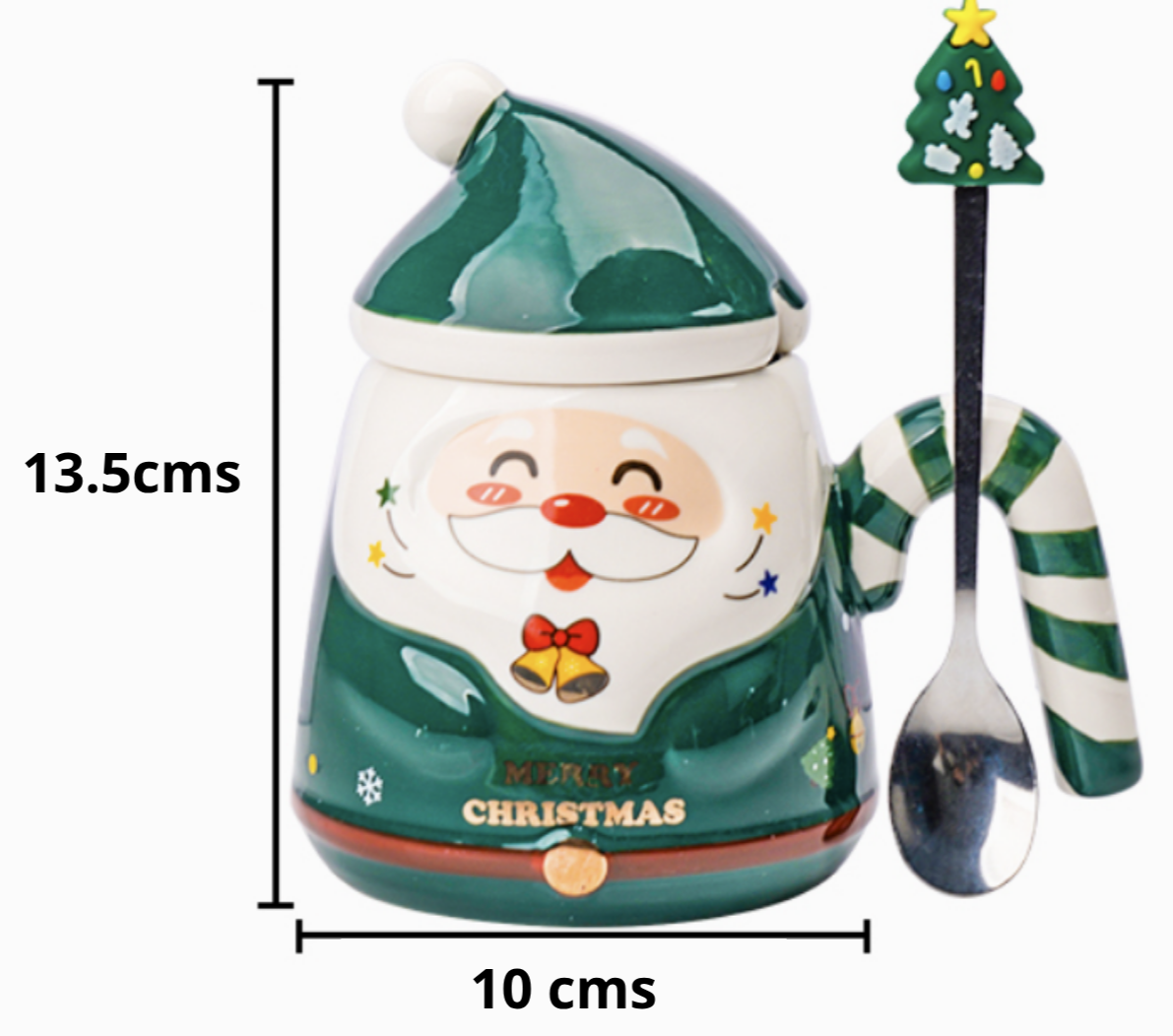 Taza Santa Claus Sonriente en 3D con cucharita - Tazas Navideñas