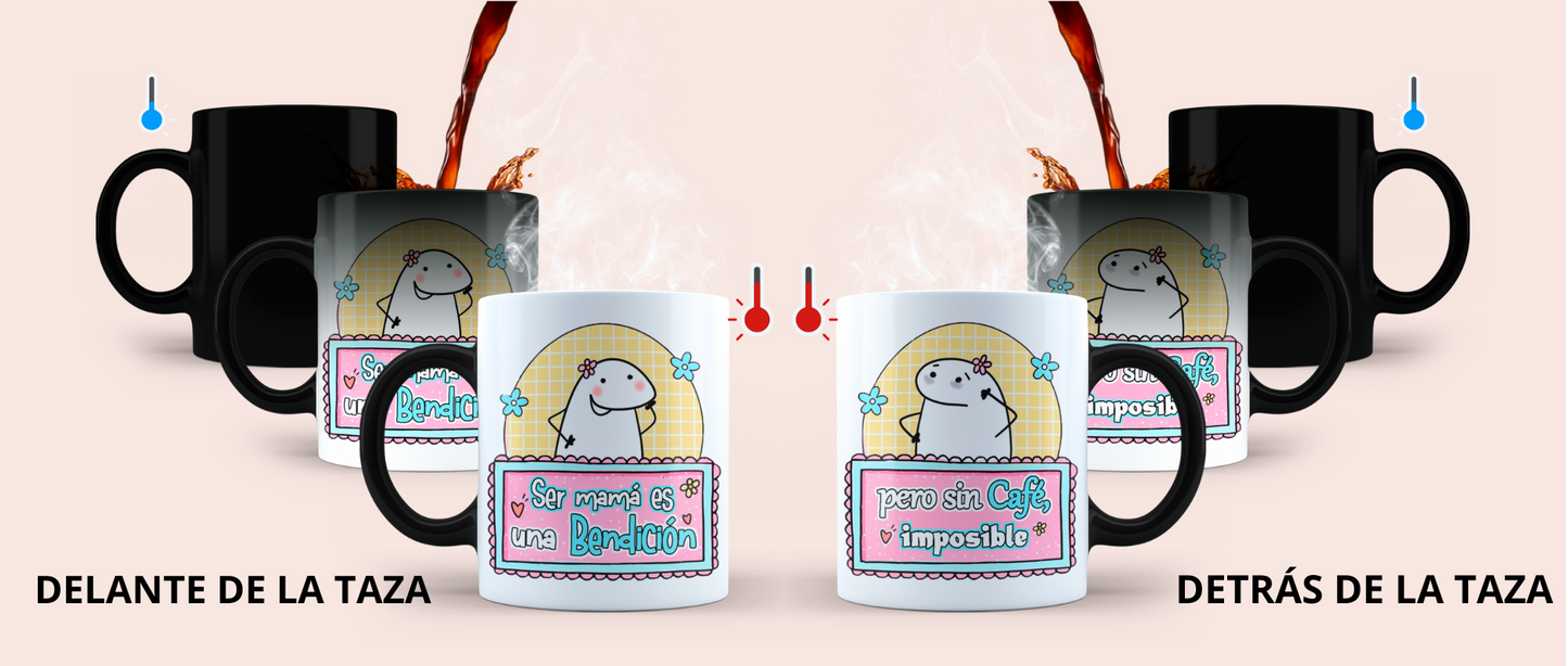 Taza Ser Mamá es una bendición, pero sin café imposible - Taza Mágica 11 oz - Taza Día de la Madre - Taza para Mamá