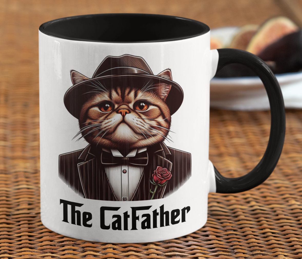 Taza The Cat Father - Taza Blanca y Negra 11 oz - Taza Gato