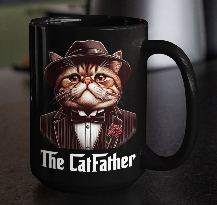 Taza The Cat Father - Taza Negra 15 oz - Taza Gato
