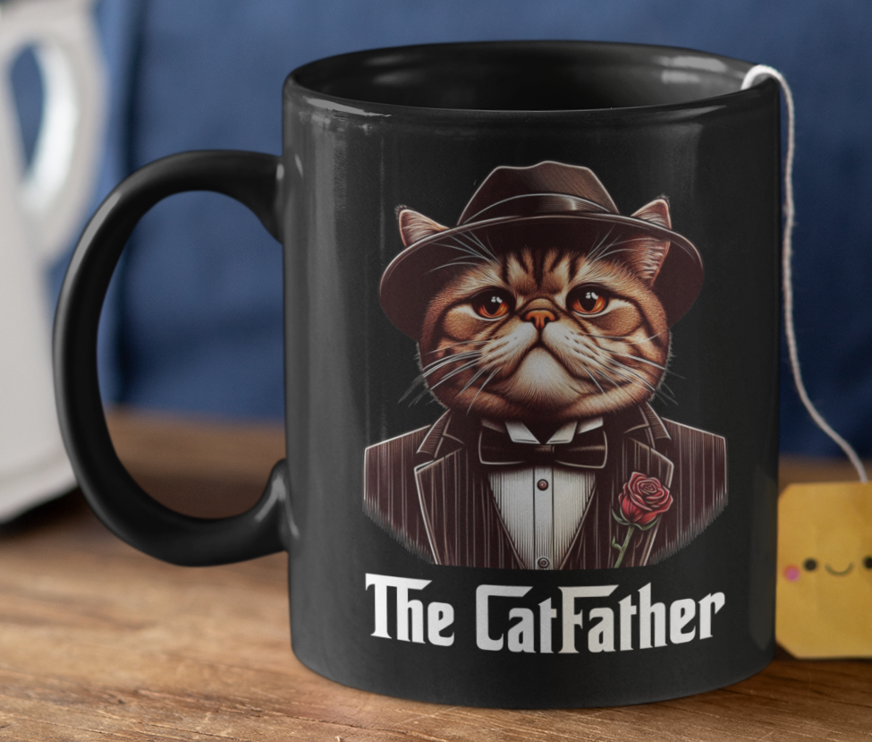 Taza The Cat Father - Taza Negra 11 oz - Taza Gato