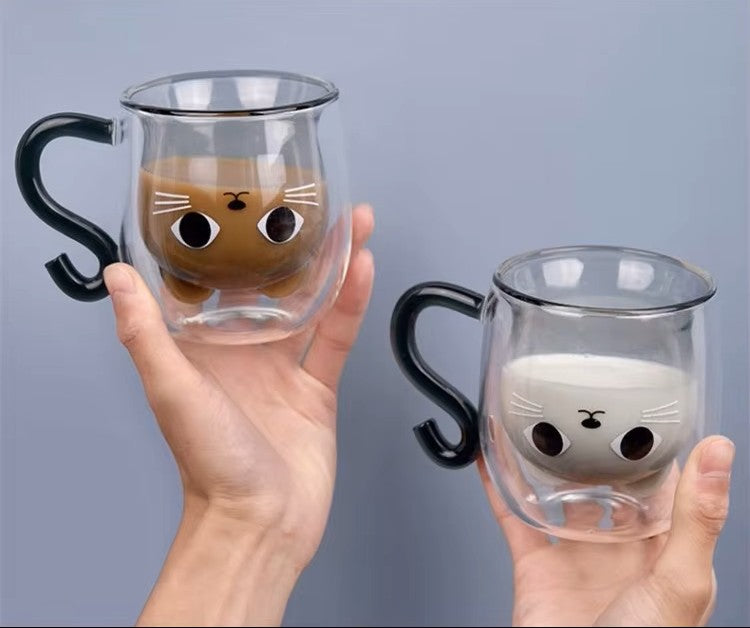 Taza Transparente de Gatito con Tapa