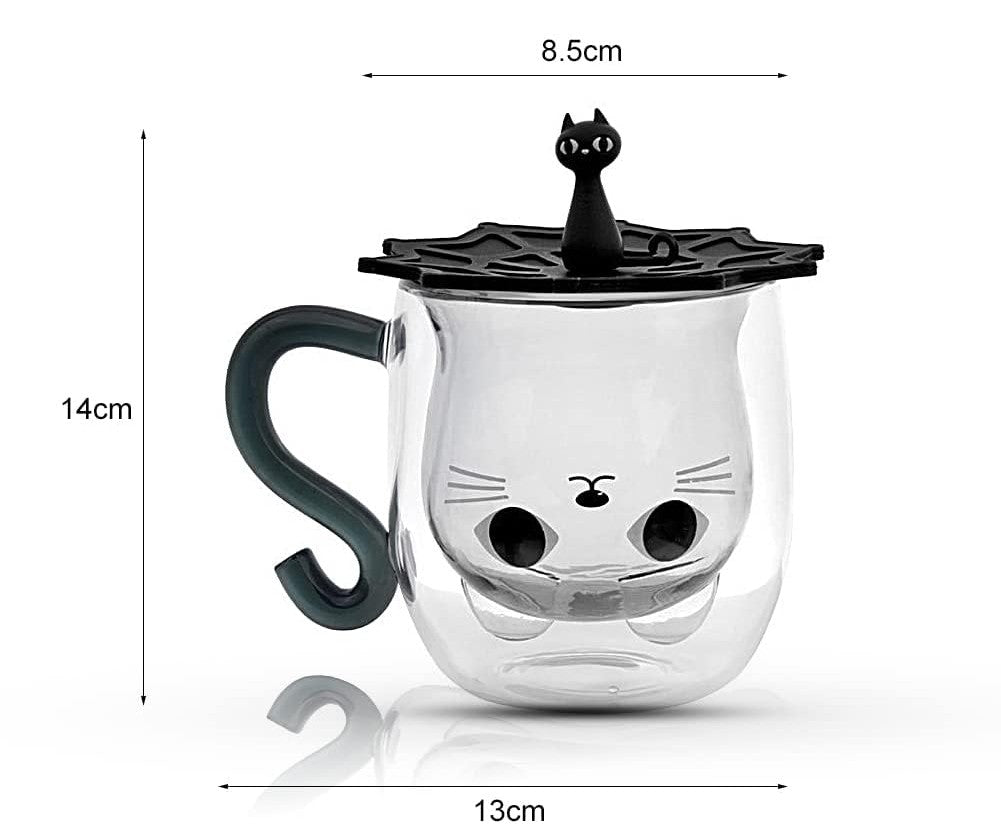 Taza Transparente de Gatito con Tapa