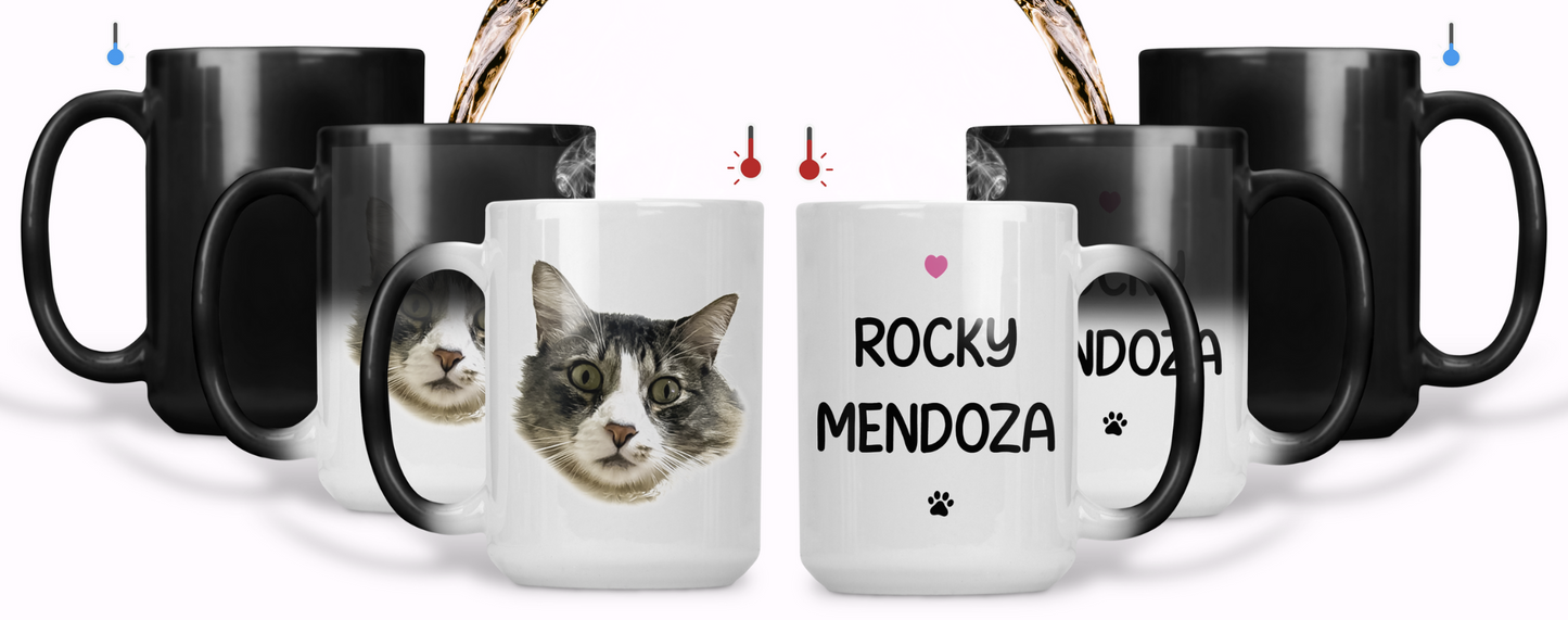 Taza Tu Gato en tu Taza - Tu Gato Motivándote -Taza Mágica 15 oz - Taza Gato