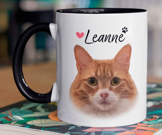 Taza Tu Gato en tu Taza Personalizada con Nombre - Taza Blanca y Negra de 11 oz - Taza de Gatos
