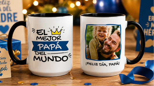 Taza Tu Papá y Tú en tu taza Personalizada - Taza Blancas y Negra de 15 oz -Tazas Día del Padre - Tazas para Papá
