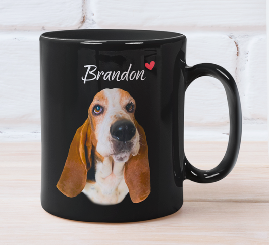 Taza Tu Perrito en tu Taza Personalizada con Foto y Nombre - Tazas de Perros - Taza Negra de 11 oz