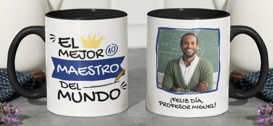 Taza Tu Profesor Favorito en tu taza Personalizada_-Taza Blanca y Negra 11 oz-Tazas Día del Maestro -Taza Profesor