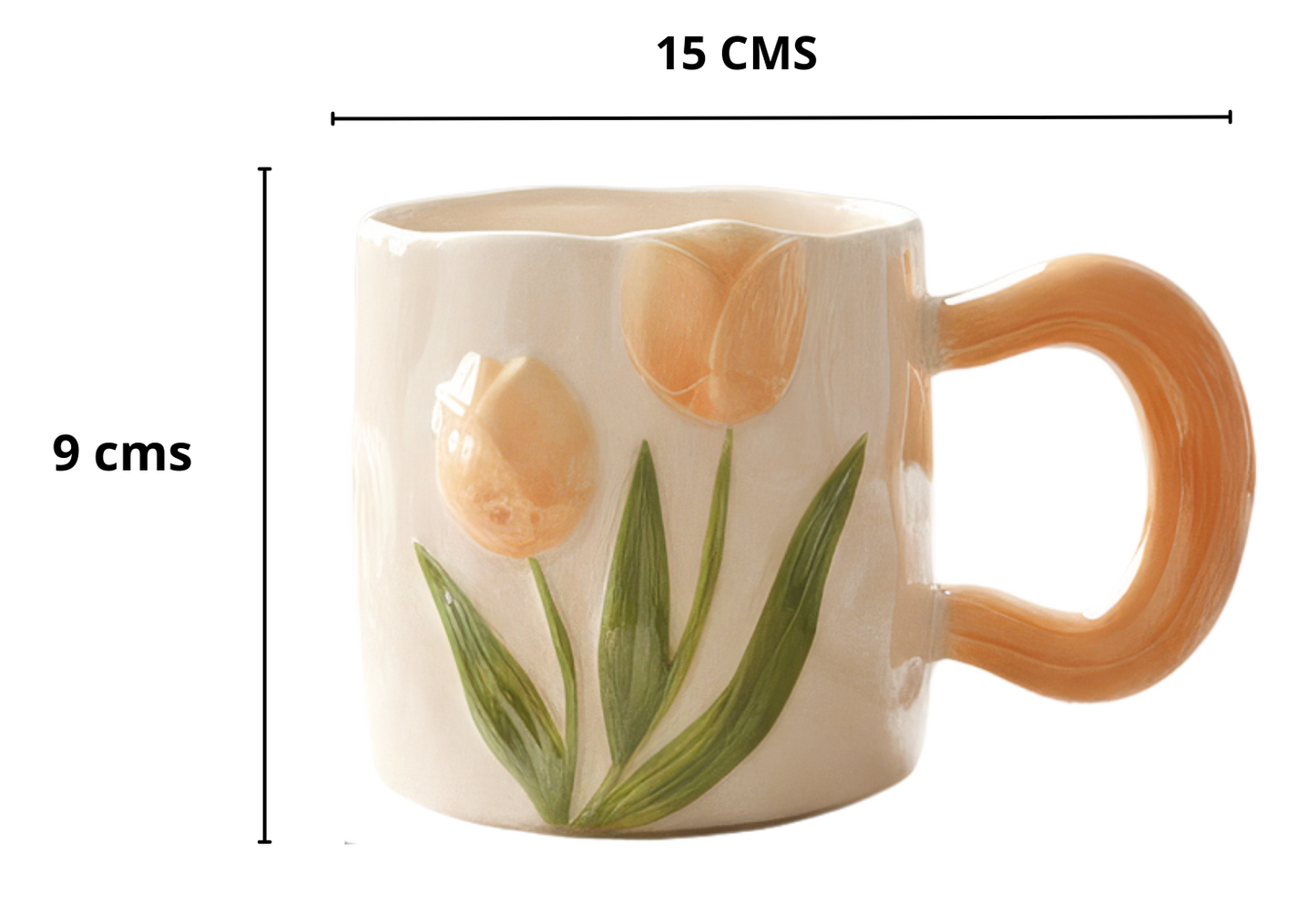 Taza Tulipanes Amarillo de Alto Relieve de Lujo - Tazas para Ellas