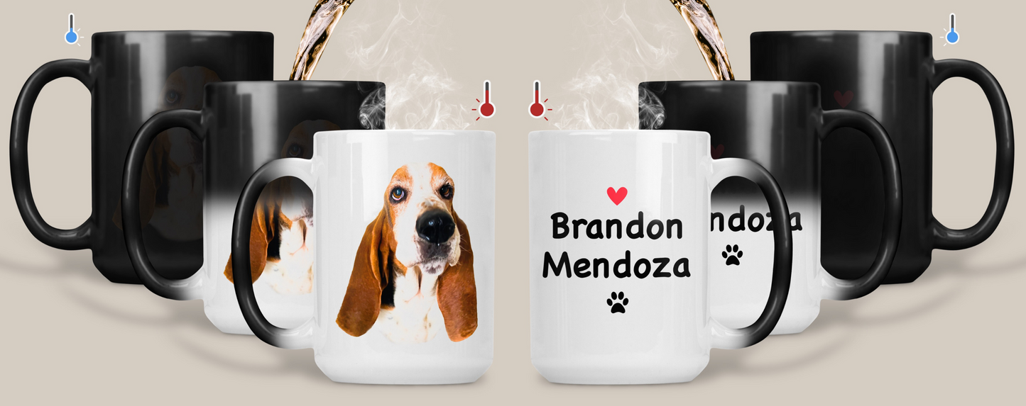 Tu Perro en tu taza con Nombre y Apellido - Taza Mágica de 15 oz - Tazas de Perros