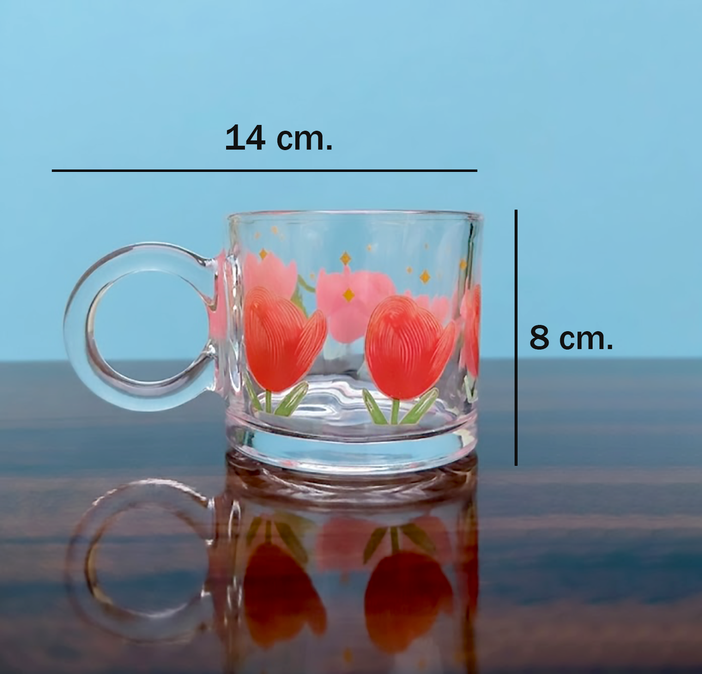 Taza Transparente Tulipanes