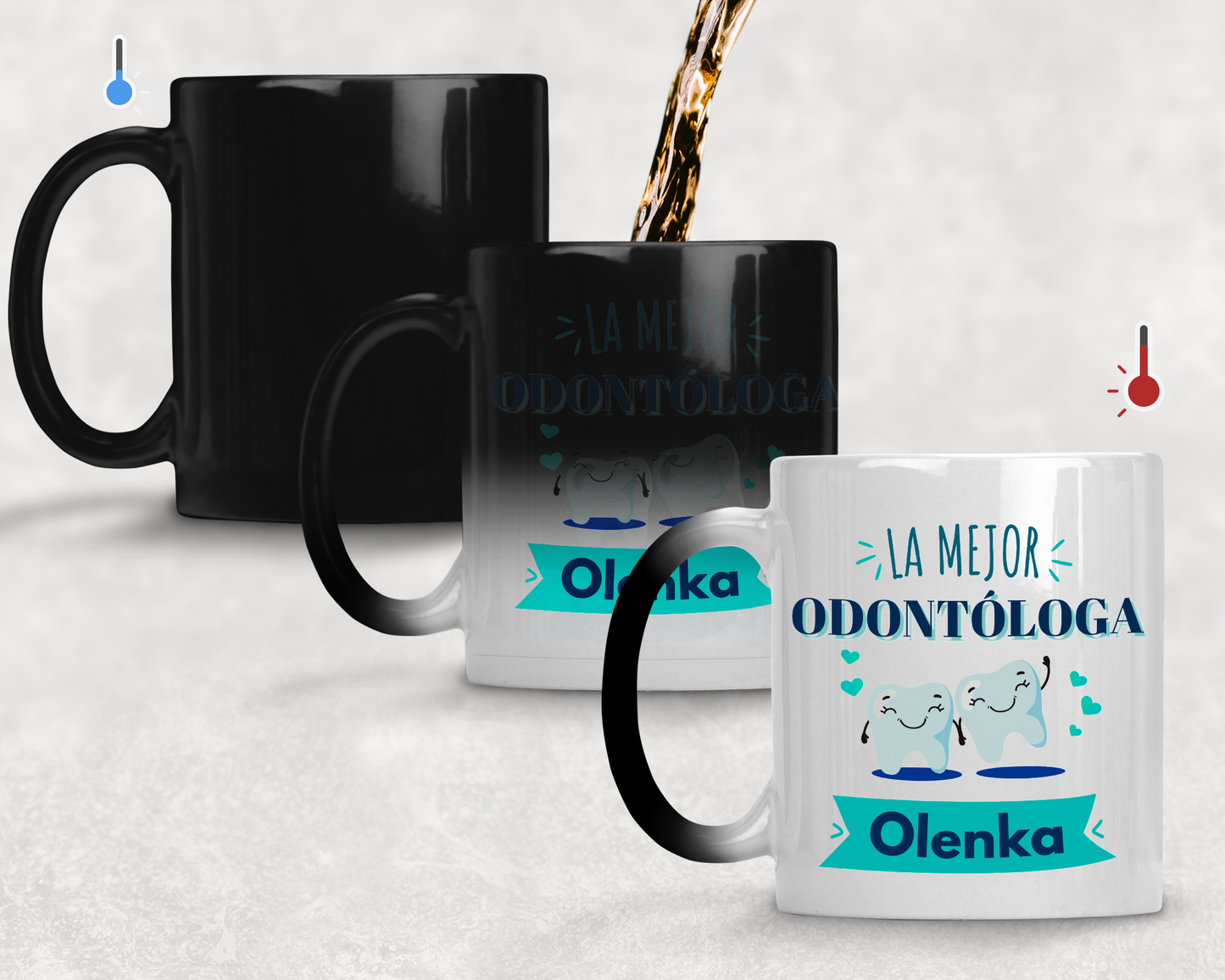 Taza La Mejor Odontóloga con Nombre Personalizado | Tazas para Odontólogos | Taza Mágica de 11 oz