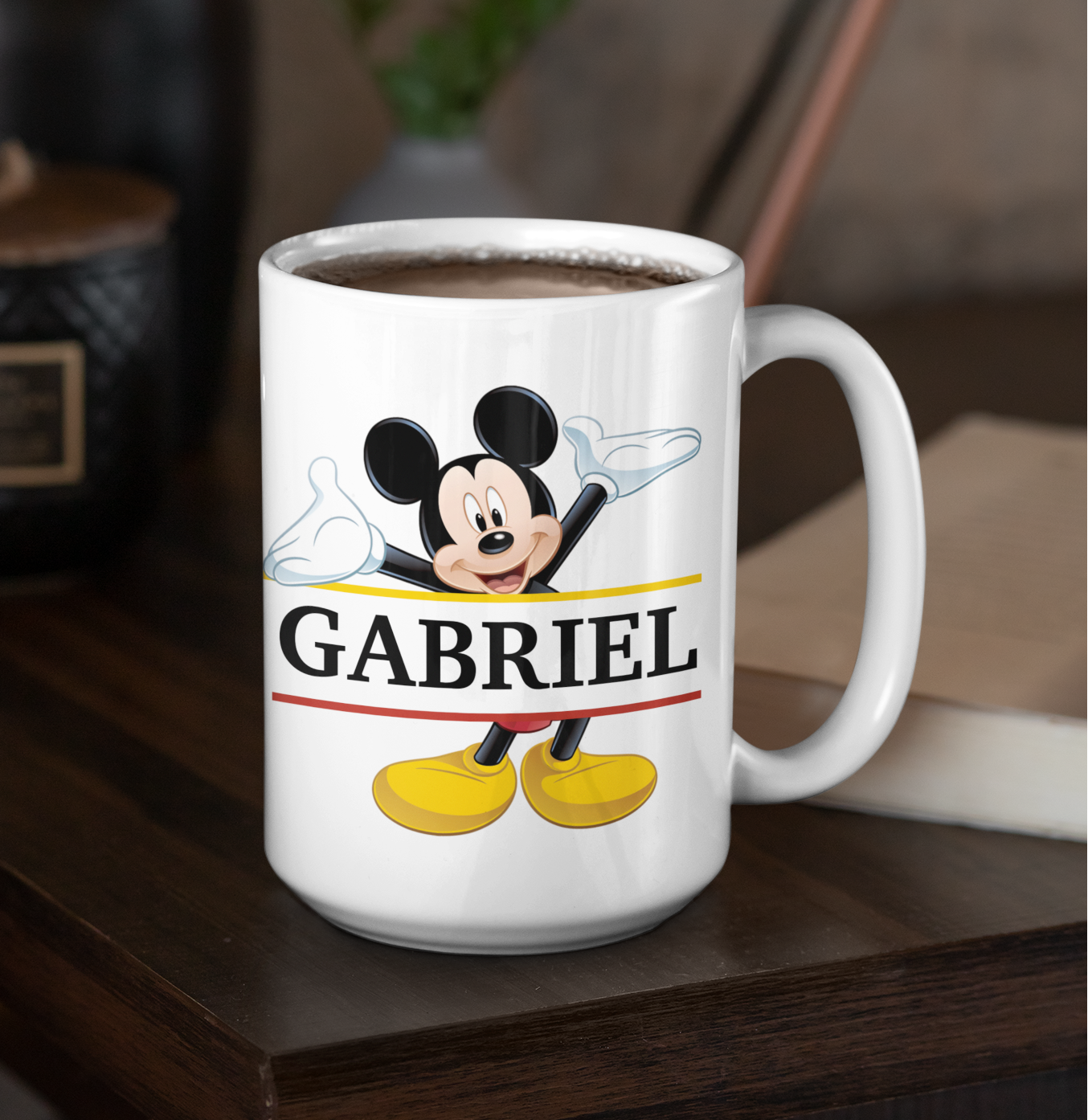Taza Mickey con tu Nombre Personalizado | Tazas Personalizadas | Taza Blanca de 15 oz