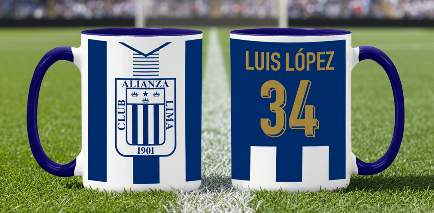 Taza Camiseta Alianza Lima con tu Nombre