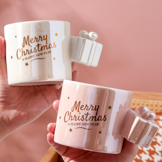 Taza Elegante Merry Christmas con Acabado Perlado - Tazas Navideñas