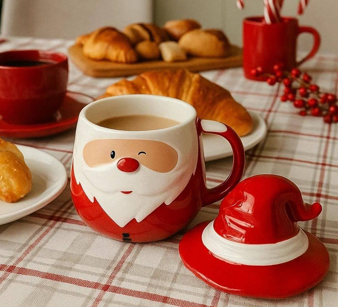 Taza Papá Noel Coqueto con Tapita - Tazas Navideñas